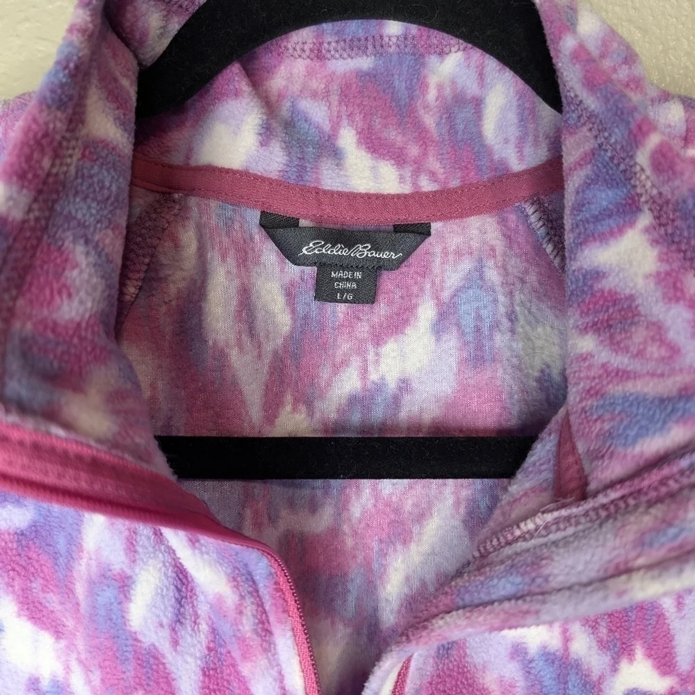 Eddie Bauer Multi-Color Pink/Blue/White Pull Over Sweater with 1/4 Zip S…